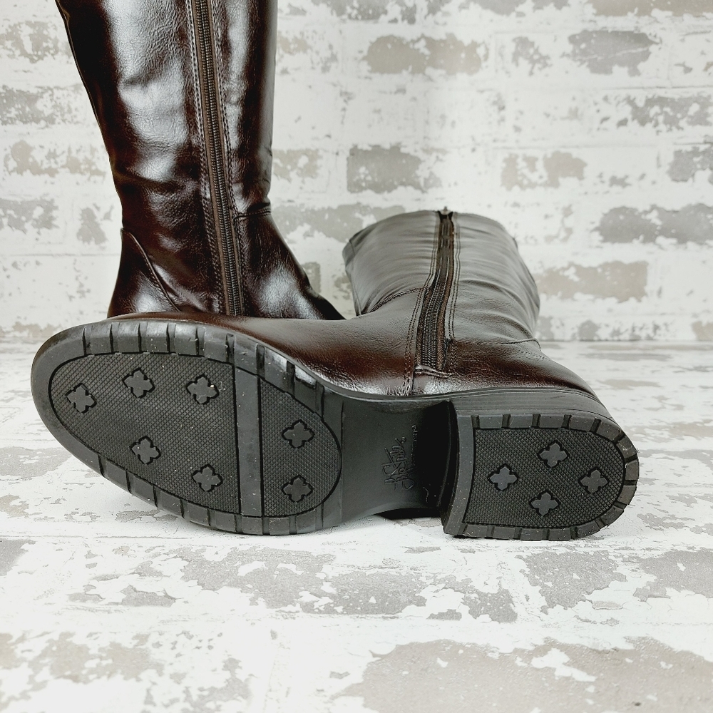 LifeStride Xripley Brown Faux Leather Side Zip Knee High Riding Boots T162 - Picture 6 of 9